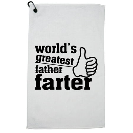 World's Greatest Father Farter - Hilarious Father's Day Design Golf Towel with Carabiner