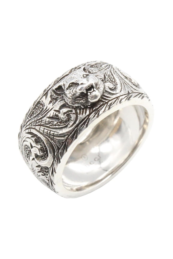 Pre-Owned Gucci Cat Head Ring, Sterling Silver 925, Tone, Men's/Women's, Item Number 433571