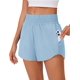thumbnail image 1 of Pantalones cortos deportivos PINSPARK de cintura alta para mujer, azul claro S, 1 of 5