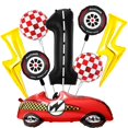 thumbnail image 1 of Juego de globos CHUN-YAN Race Car Checered Lightning Tire para primer cumpleaños, 1 of 7
