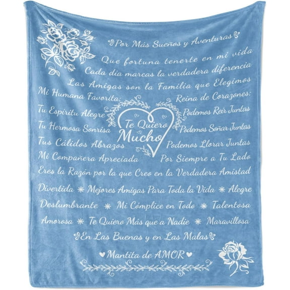 Amiga Gift Blanket, Regalo Personal Cumpleaños San Valentín Navidad de Amistad, Flannel Fleece Bed & Throw Cover Filled with Appreciation Love Words, 50" x 60", Mustard