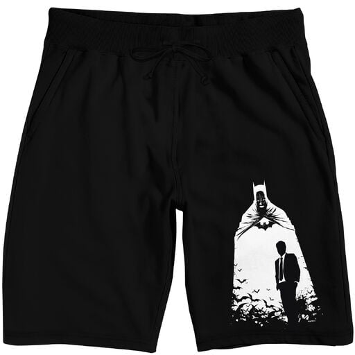 Batman Bruce Wayne Caped Crusader Men's Black Sleep Pajama Shorts-Medium