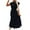 Black, variant on Women Eyelet Dresses 2024 Summer V Neck Button Tie Short Sleeve Maxi Dress Solid Hollow Out Lace Crochet Tiered Solid Flowy Cocktail Dresse