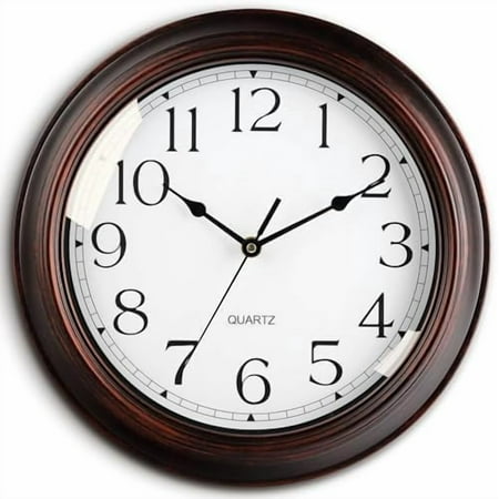 Wall Clock 10 Inch Battery Operated Silent Non-Ticking Wall Clock Vintage Retro Rustic Style Decorative for Bedroom Living Room Kitchen Home Office (Bronze)