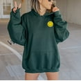 thumbnail image 4 of HAPPY FACE SEQUIN Patch Graphic Unisex Fleece Hooded Sweatshirt, 4 of 8