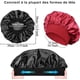 thumbnail image 5 of 2 gorros de dormir de satén sin ala, gorro de dormir de seda sin ala, gorro de dormir de satén para mujeres y niñas con protección para el cabello largo (negro, rojo) ER, 5 of 5
