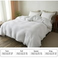 thumbnail image 4 of Simple&Opulence 100% Washed Linen Duvet Cover Set Queen 88"x92" - 3 Pieces Soft Farmhouse Comforter Cover Set Double Embroidered with Button Closure - 1 Duvet Cover and 2 Pillowshams (White, Queen), 4 of 7