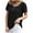 Black, variant on Fesfesfes Linen Tops for Women's Casual Loose Solid Color Crewneck Short Sleeve Button T-Shirt Tops 4(S)