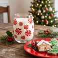 thumbnail image 5 of Christmas Glass Cups, Peppermint Candy Cane Pattern Drinking Tumbler, Clear Glass Cup for Xmas Holiday Table Setting, Christmas Glassware for Home Party, Clear, 5 of 6