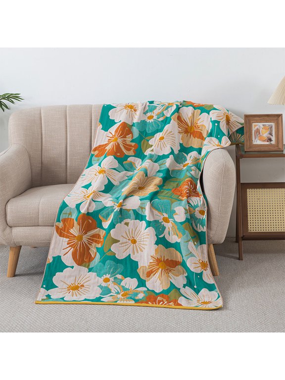 Fresh Style Colorful Flower Pattern for Men and Women Couples Pure Cotton Gauze Absorbent Bath Towel Towel Soft and Skin Friendly Cotton Extra Thick Bath wrap 1 pc,31.5"x63"