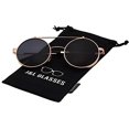thumbnail image 4 of J&L glasses Lunettes de Soleil Rétro Flip-Up Rondes Seampunk (Doré, Noir, Transparent), 4 of 4