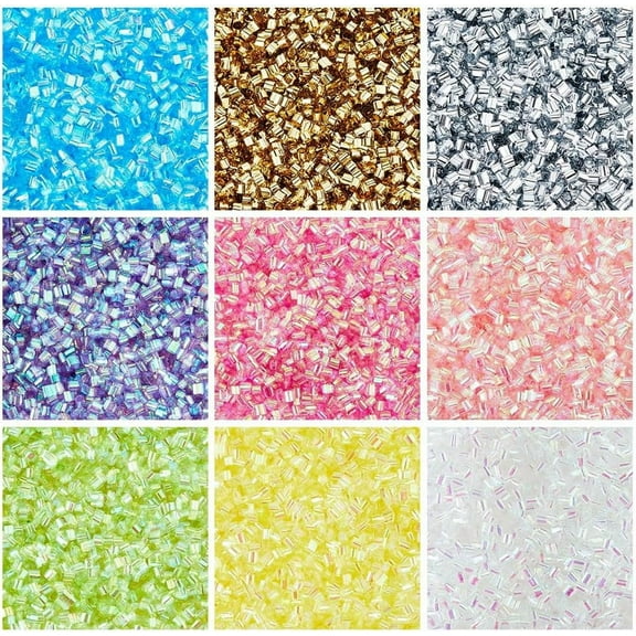 90G 9 Colors Crispy Bingsu Beads for Slime Iridescent Soft Straw Tube Beads 3D Glitter Plastic Beads Assortment Crunchy Slime Microbeads Supplies Beads1 Color/Bag