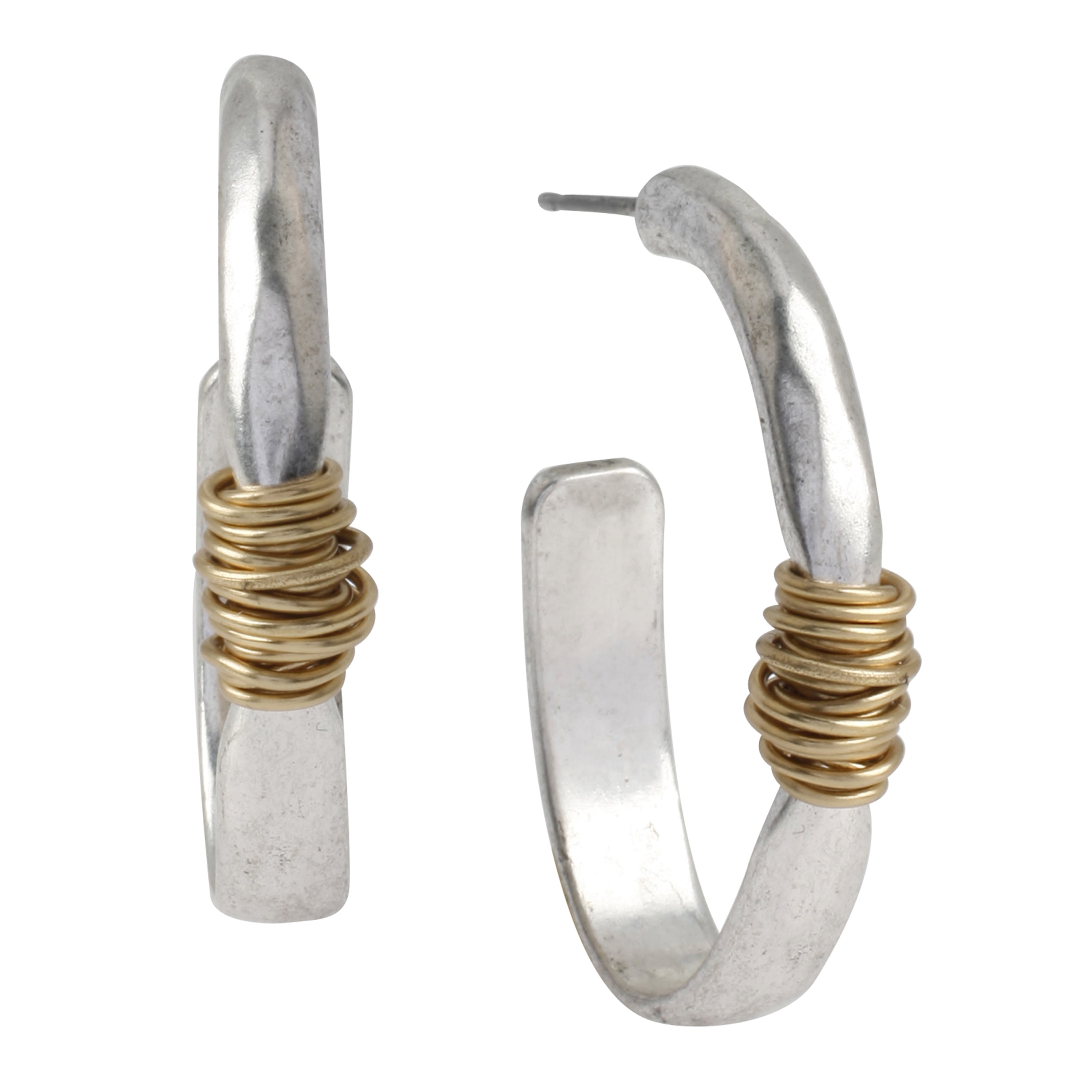 size 1/3 14K Two-tone Textured Hoop Earrings 5mm wide size 1/3 14K Two-tone Textured Hoop Earrings 5mm wide