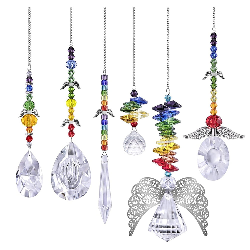 LONGWIN Set 6 Crystal Prisms Ornament Handmade Pendant Wedding Decor Craft Gifts 