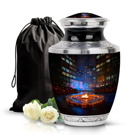 SABURIAL Campfire Urn - Cremation For Ashes - Burial Urn For Adult Human - 10 Inch - Large With Velvet Bag - Funeral Decorative Ashes - Memorial Urns - Adult Large Urns For Male & Female