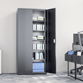 thumbnail image 3 of MoNiBloom Metal Storage Cabinet with Locking Door, 71" Garage Storage Cabinet with 6 Adjustable Shelves, Steel Lockable File Cabinet for Office Home, Grey, 3 of 10
