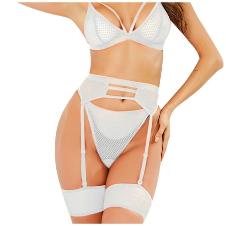 

JeashCHAT Lingerie for Women Sexy Women Fashion Lace Vest Hollow Mesh See-Through Push Up Sexy Underwear Lingerie