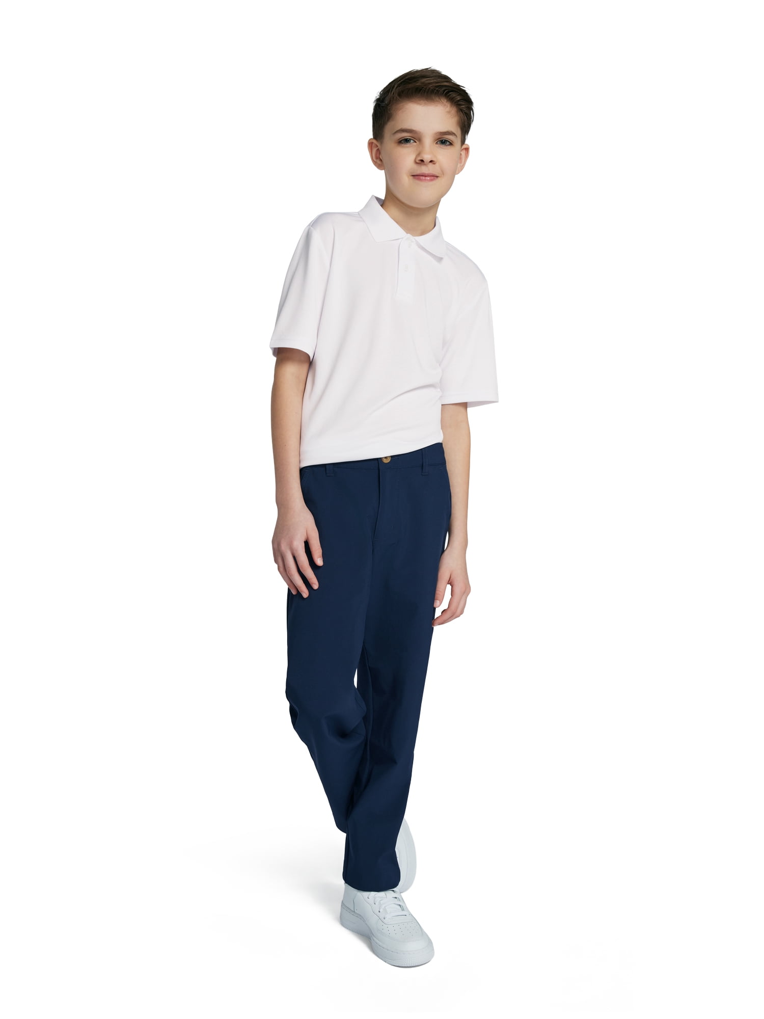Wonder Nation Boys School Uniform Flat Front Performance Pants, Sizes 4-18 & Husky