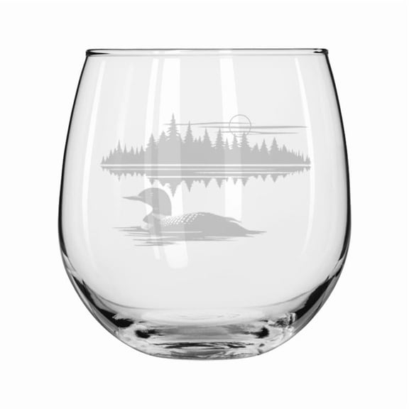 Wine Glass for Red or White Wine Gift Lake Loon (16 oz Stemless)