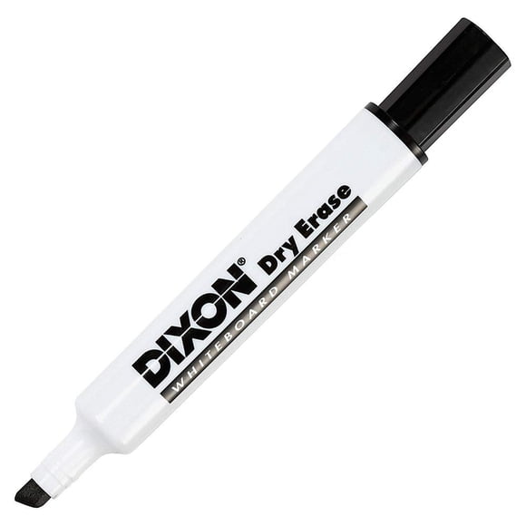 Rotuladores de borrado en seco Dixon con punta de cuña negros, paquete de 12 unidades 92107