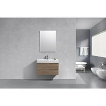 Kubebath Bliss 36" Butternut Wall Mount Modern Bathroom Vanity