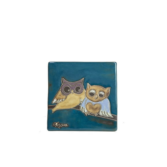 Mara Stoneware 6 in. Owls on Branch Trivet