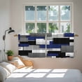 thumbnail image 3 of Navy Blue Black Geometric Tier Curtains 24 Inch Length, Modern Abstract Art Block Cafe Short Curtains for Bathroom Over Sink, Small Kitchen Curtain Light Filtering Tiered Drapes 2 Panels 27.5"Wx24"L, 3 of 8