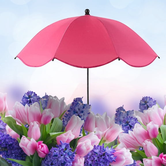 Bxaolu Plant Umbrellas for Outdoor Plants, 25.5" Garden Plant Umbrella Shade, 50.4" Higher Sun Shade for Plants, Potted Plant, Garden Beds, Hot Pink