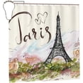 thumbnail image 2 of Shower Curtain Fantastic Eiffel Tower Paris Romantic France Printing Waterproof Fabric Bathroom Curtain Set 72x72 Inch with 12 Hooks Home Decoration, 2 of 6