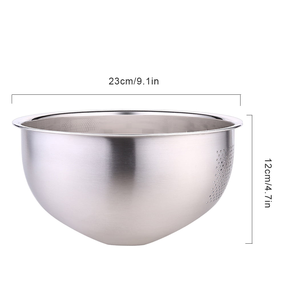 Stainless Steel 3 Quart Rice and Grain Washing Bowl with Perforated Sides