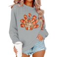 thumbnail image 2 of KHONTS Thanksgiving Sweatshirts for Women Gobble Turkey Graphic Long Sleeve Shirt Crew Neck Pullover Tops Grey M, 2 of 4