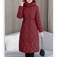 thumbnail image 5 of Miluxas Women Lightweight Cotton Padded Jackets Women's Long Sleeve Mid-Length Zipper Warm Loose Parkas Coat Wine XL(XL), 5 of 9