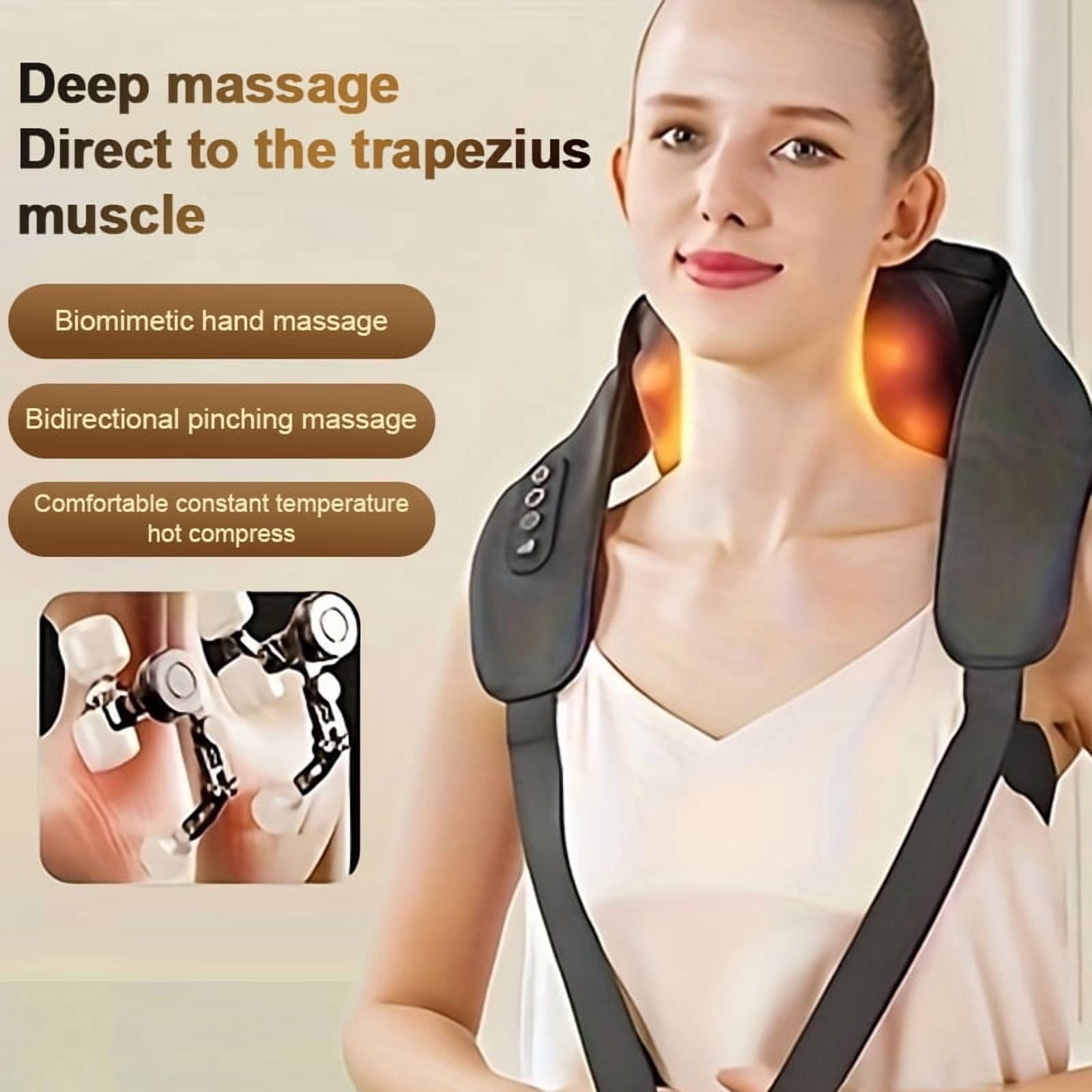 Admbm Shoulder Neck Massager w/ Heat, Deep Kneading & Pinching, Black (1 Piece)