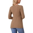 thumbnail image 3 of INSPIRE CHIC Women's Long Sleeve Sweaters Crewneck Stretch Knit Tops Fall Winter Casual Shirt M Brown, 3 of 6
