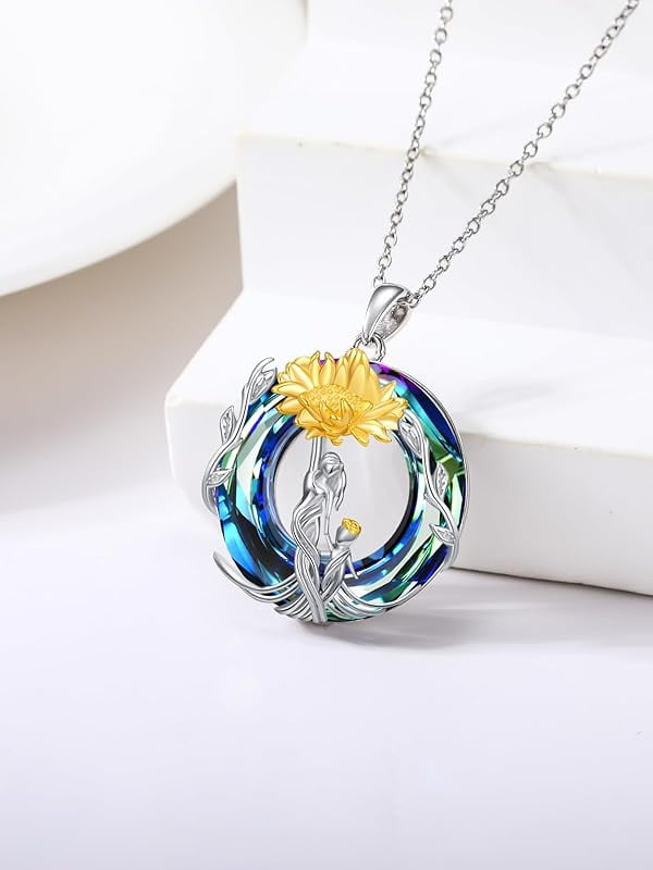 JKR Gifts for Mom 925 Sterling Silver Rose Flower Necklace Mother and 1-5 Daughters/Sons Jewelry Birthday Gifts for Women Wife Grandma
