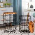 Oneinmil Set of 2 Nesting End Tables, Rustic Side Table with Wood