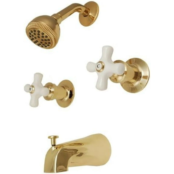 Trim Kit for 2-handle Tub & Shower Valve, Price Pfister Compression Stem Showers, Polish Brass Finish -By PlumbUSA