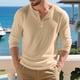 thumbnail image 4 of pstuiky camisas de manga larga para hombre, Top informal holgado de color liso con medio botón, mangas largas y cuello redondo para hombre tops de invierno para hombre xxl, 4 of 9