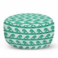thumbnail image 1 of Nautical Pouf Cover with Zipper, Little Sailboats and Abstract Waves Print, Soft Decorative Fabric Unstuffed Case, 30" W X 17.3" L, Seafoam Vermilion, by Ambesonne, 1 of 5
