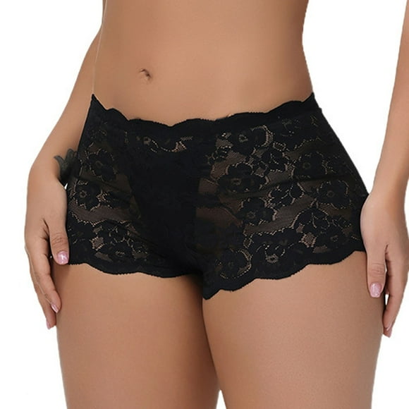 Braguitas de encaje para mujer: ropa interior sexy de encaje transparente con corte alto en las piernas, talle medio y ribetes exquisitos. Tallas reales.