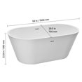 thumbnail image 6 of VEVOR Acrylic Freestanding Bathtub, 59 Inch Contemporary Soaking White Tub with Polished Chrome Overflow and Drain, Elegant Oval Shape Stand Alone Soaker Tub for Modern Bathroom or Remodel Projects, 6 of 9