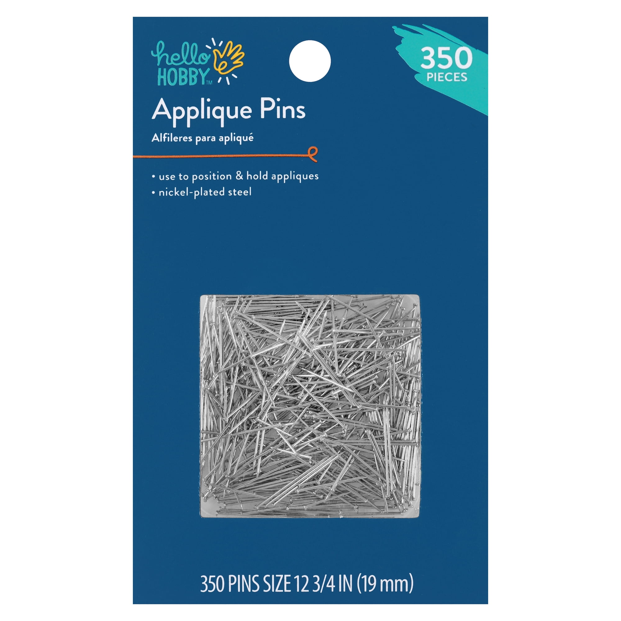 (6 pack) Hello Hobby Applique Size 12 Pins, Nickel-Plated Steel (350 Count)