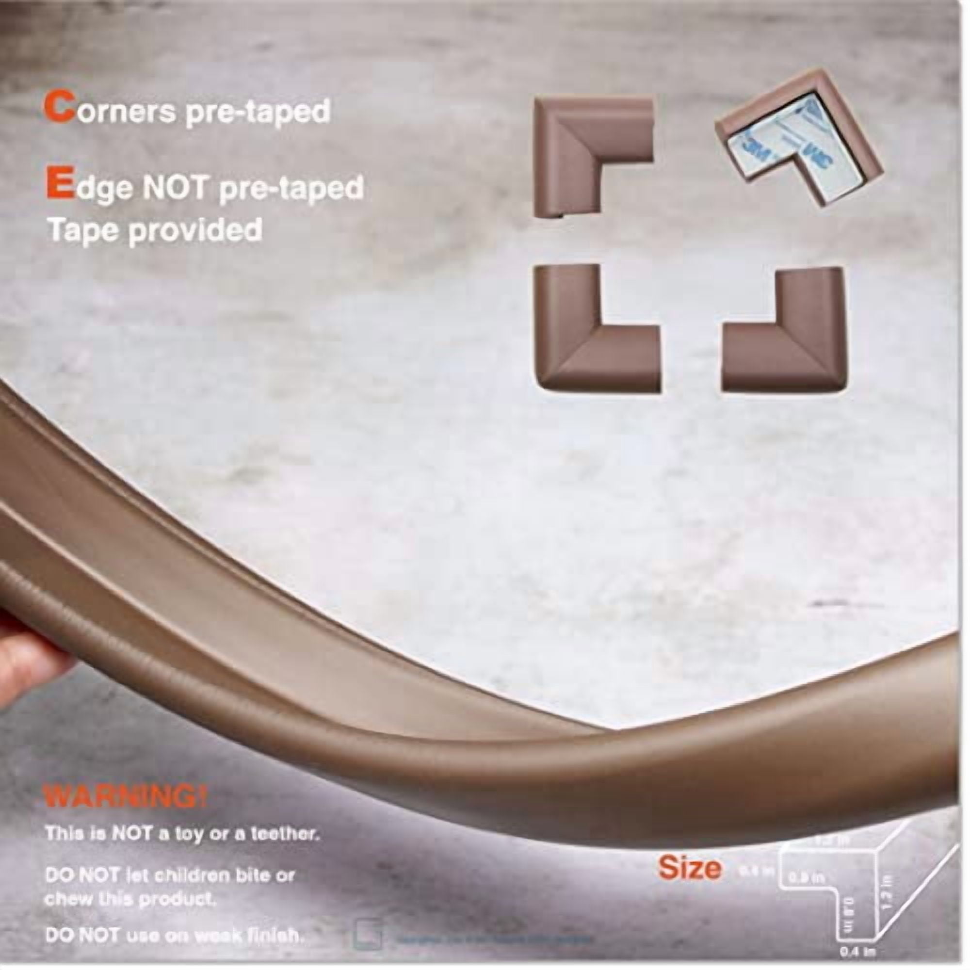 HeftyFit Edge Corner Protector Baby Proofing (Large 15ft Edge 4 Corners), Heavy-Duty, Soft NBR Rubber Foam, Furniture Fireplace Safety Bumper Guard, 3M Adhesive, Coffee Brown