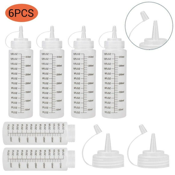 facefd 6 pcs 350ml Condiment Squeeze Bottles Salad Dressing Squeeze Bottle Condiment Dispenser Empty Bottle Kitchen Accessories