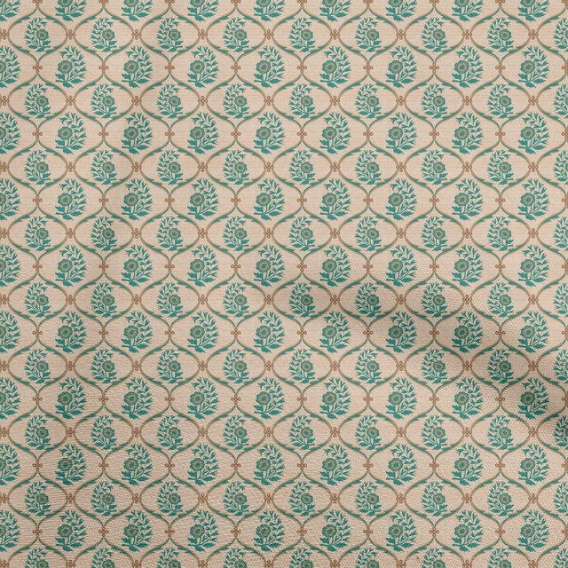 oneOone Viscose Chiffon Light Beige Fabric Ogee Sewing Material Print Fabric By The Yard 42 Inch Wide