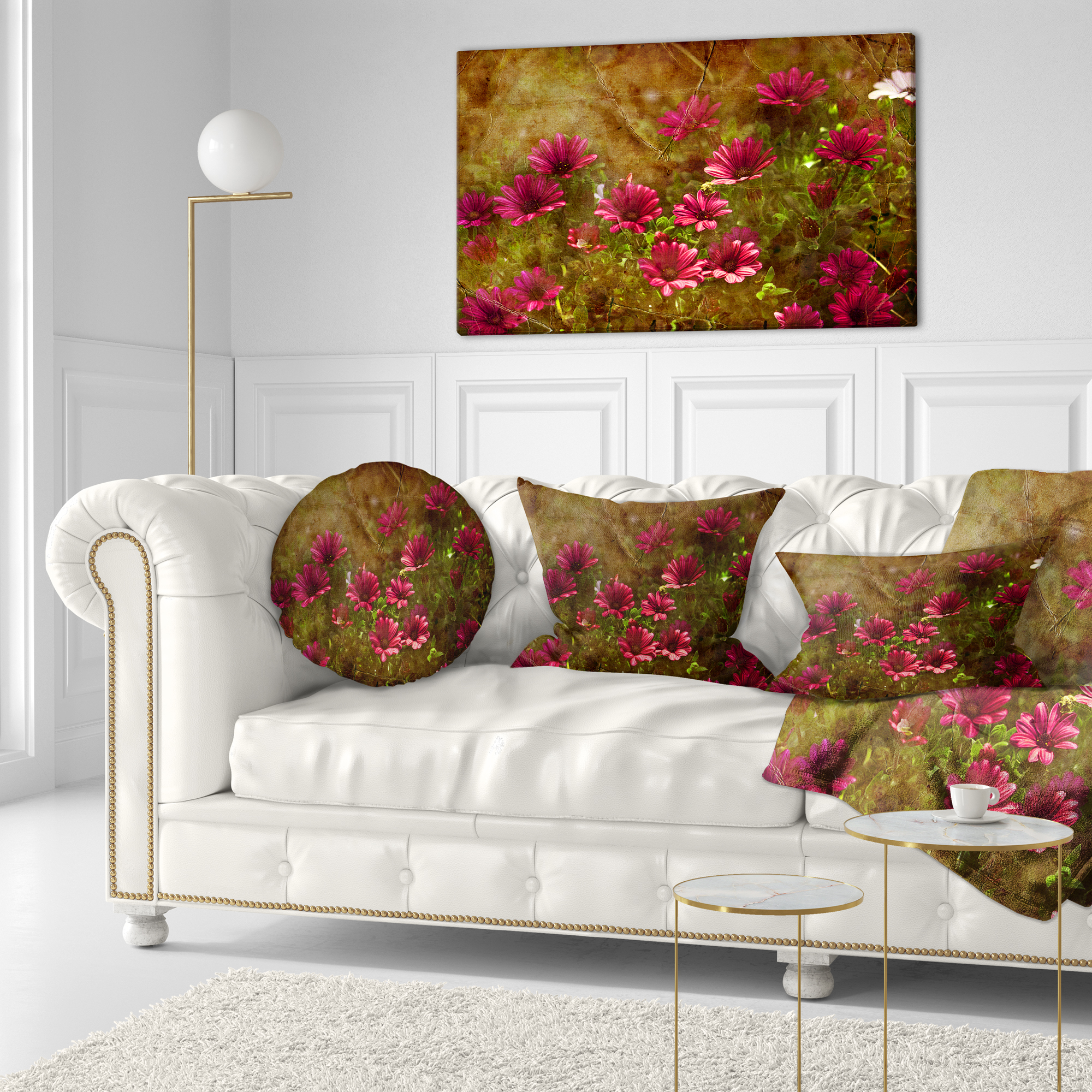 Designart Spring Garden with Little Red Flowers - Floral Throw Pillow - 12x20