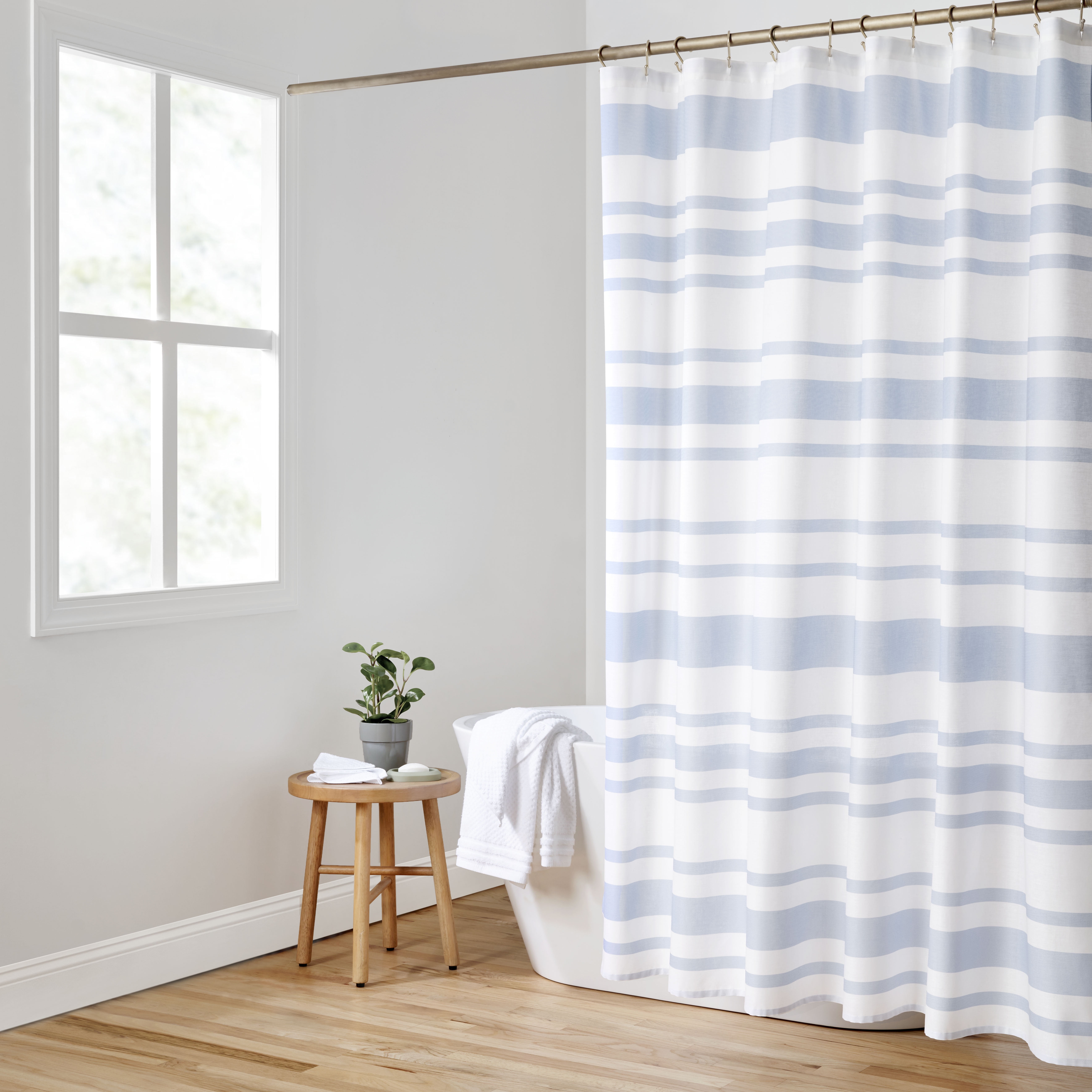 Gap Home Yarn Dyed Mixed Stripe Organic Cotton Shower Curtain, Blue, 72x72