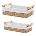 thumbnail image 4 of 2x Cestas tejidas rectangulares organizadoras decorativas tejidas a mano con asa para beige, 4 of 9