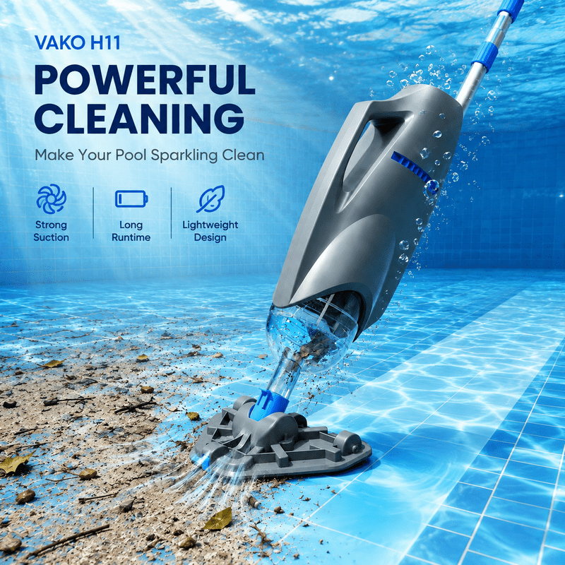 Hot Tub Vacuum, Cordless Handheld Pool Vacuum for Above Ground Pool | Up to 6.6 ft Pole, 15 GPM Powerful Suction, 2 Brush Heads, 2 Filter Bags, 60 Min Runtime, Design for Spa, Hot Tub, Small Pool