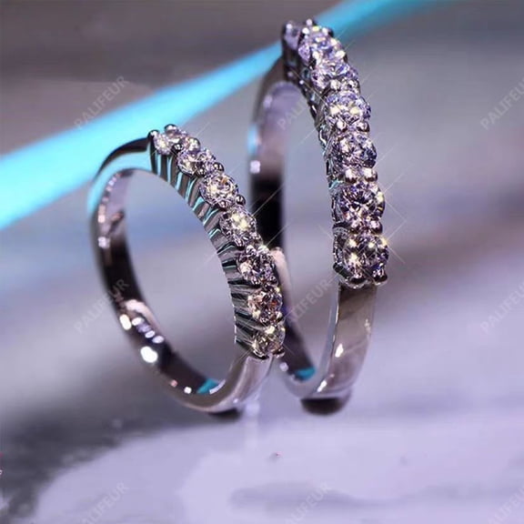 Cubic Zirconia Ring for Women Stainless Steel Pave Set Engagement Wedding Band Non Tarnish Stackable Jewelry Gift Size 6 by PALIFEUR